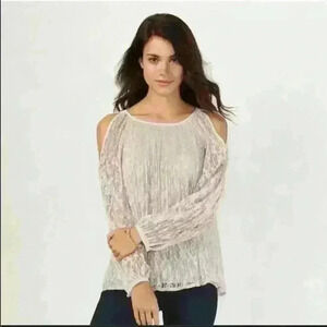 LC Lauren Conrad Lace Cold Shoulder Top Small